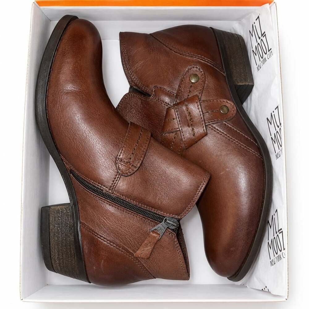Miz Mooz Leather Ankle Boots Bennet Chestnut EU41 US9.5-10